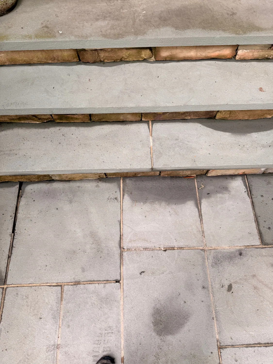 Stone steps close up after cleaning