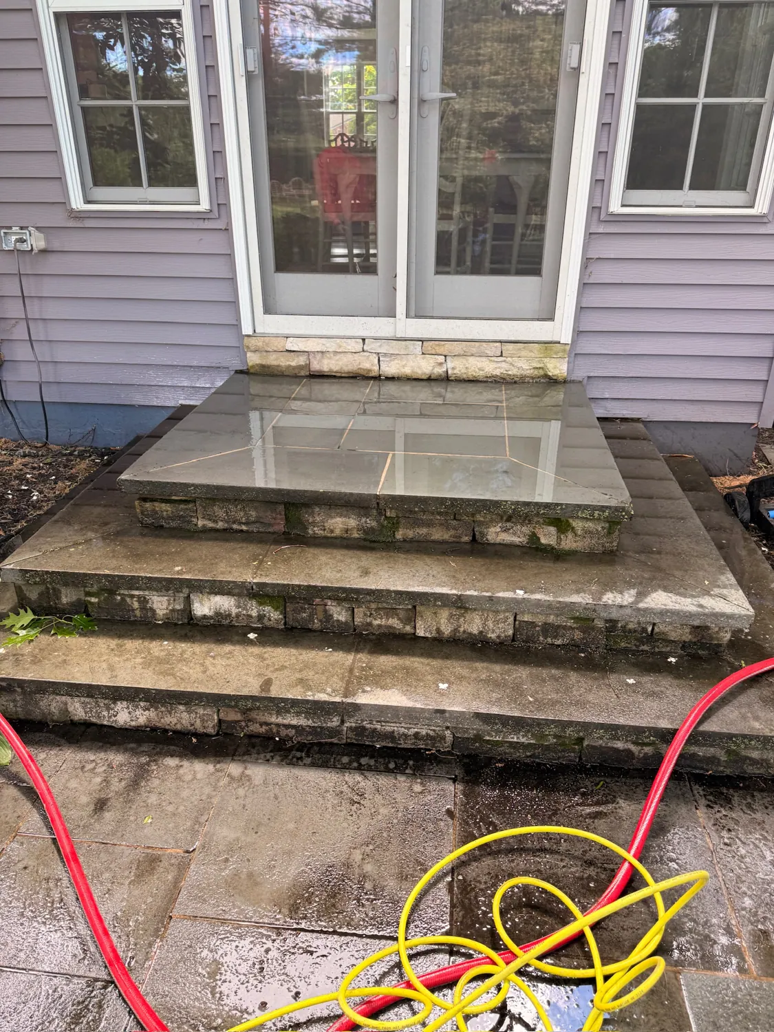 Stone steps before cleaning