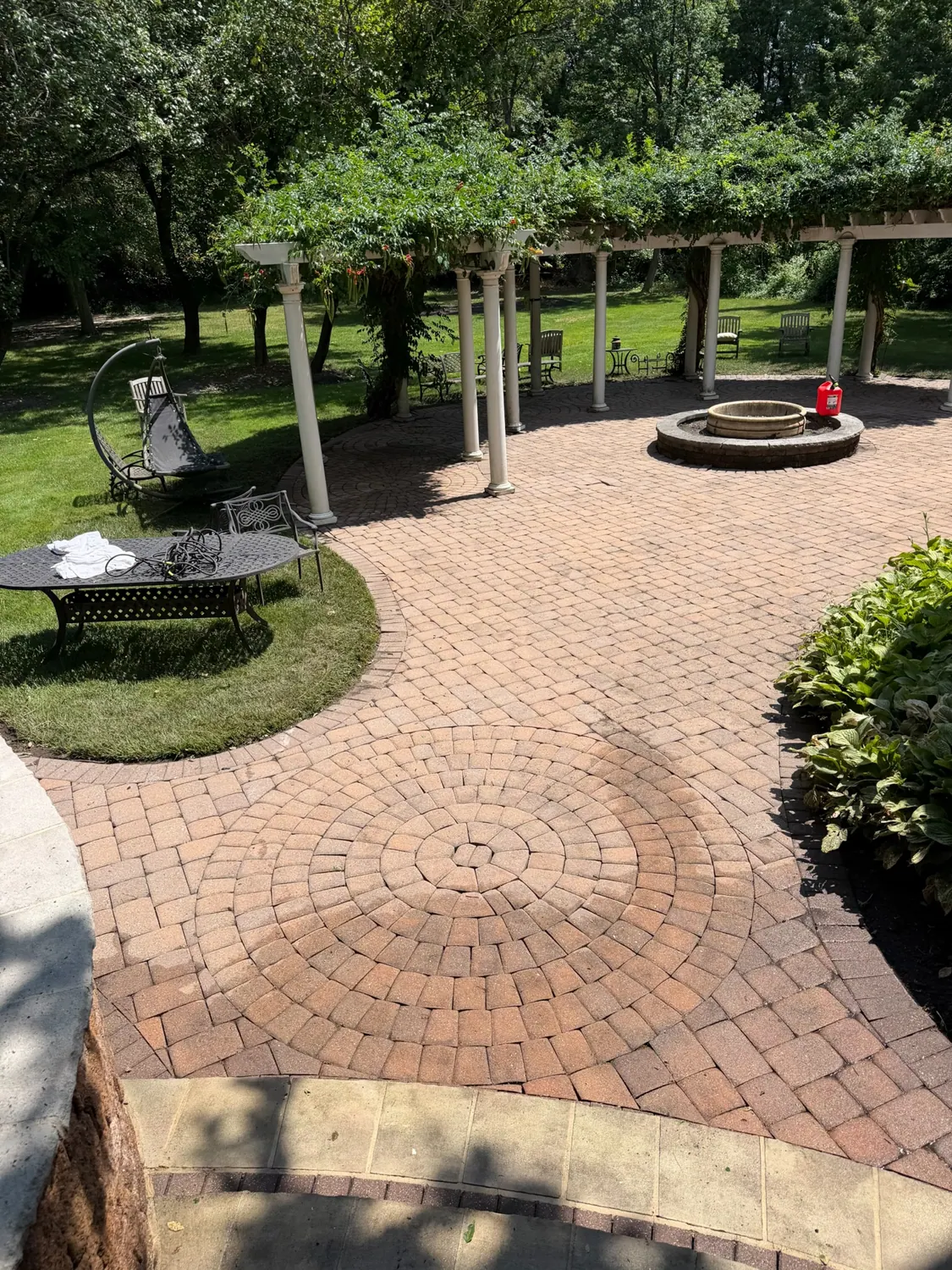Brick paver patio after cleaning