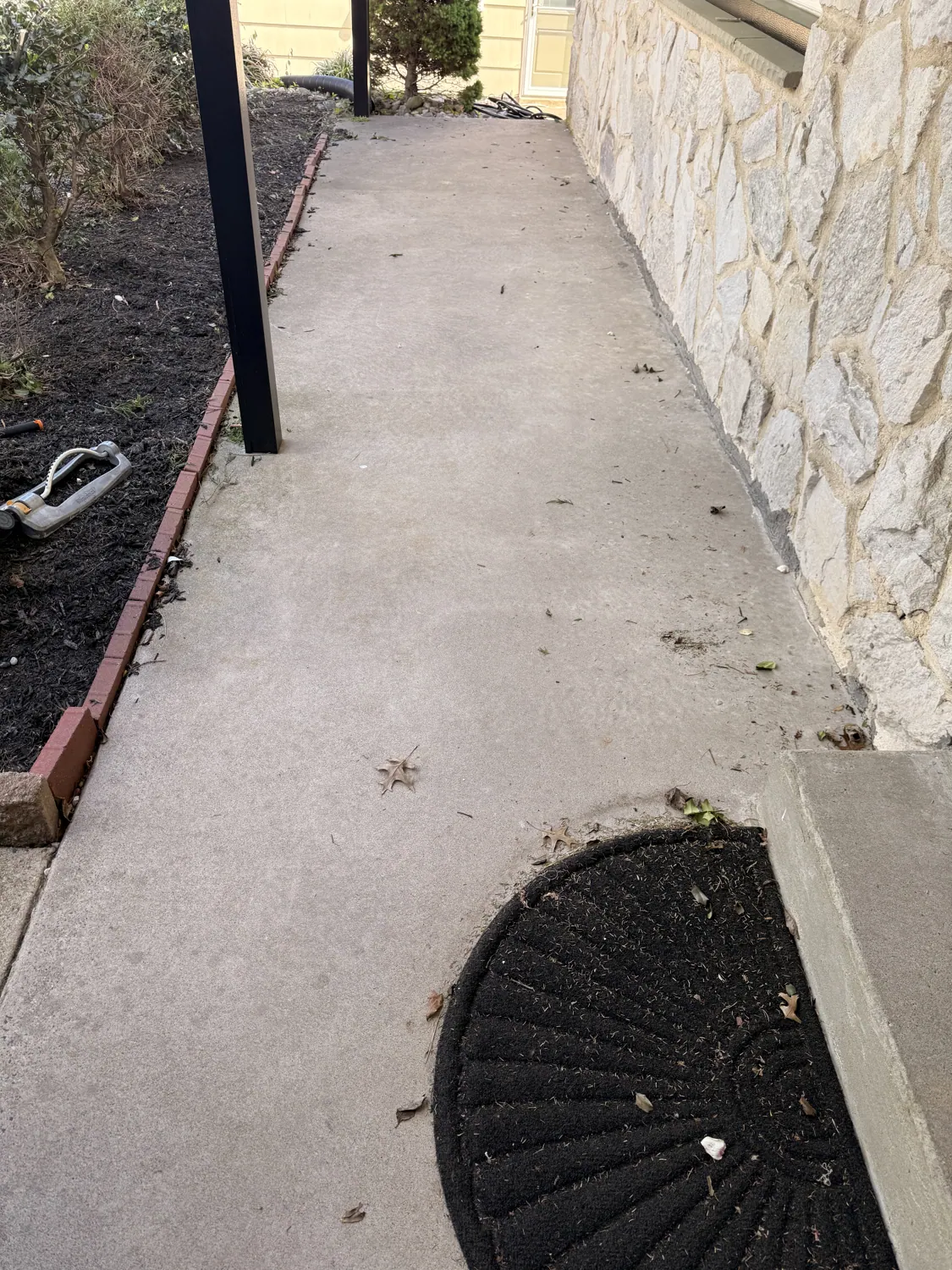 Concrete walkway before cleaning